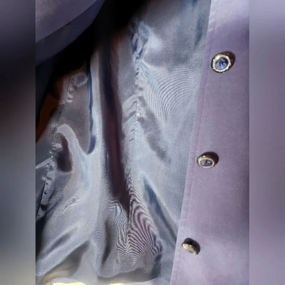 Casual Corner 10 BerryBlue 100% SILK Lined Lslv Buttons Up Women Blazer Cardigan